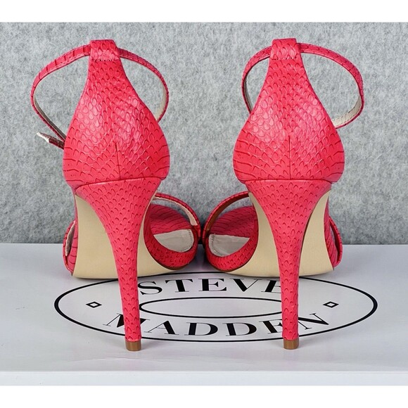 Steve Madden Shoes Womens 9 Pink Stecy Coral SNK Strappy Heels Open Toe Formal - Picture 9 of 13